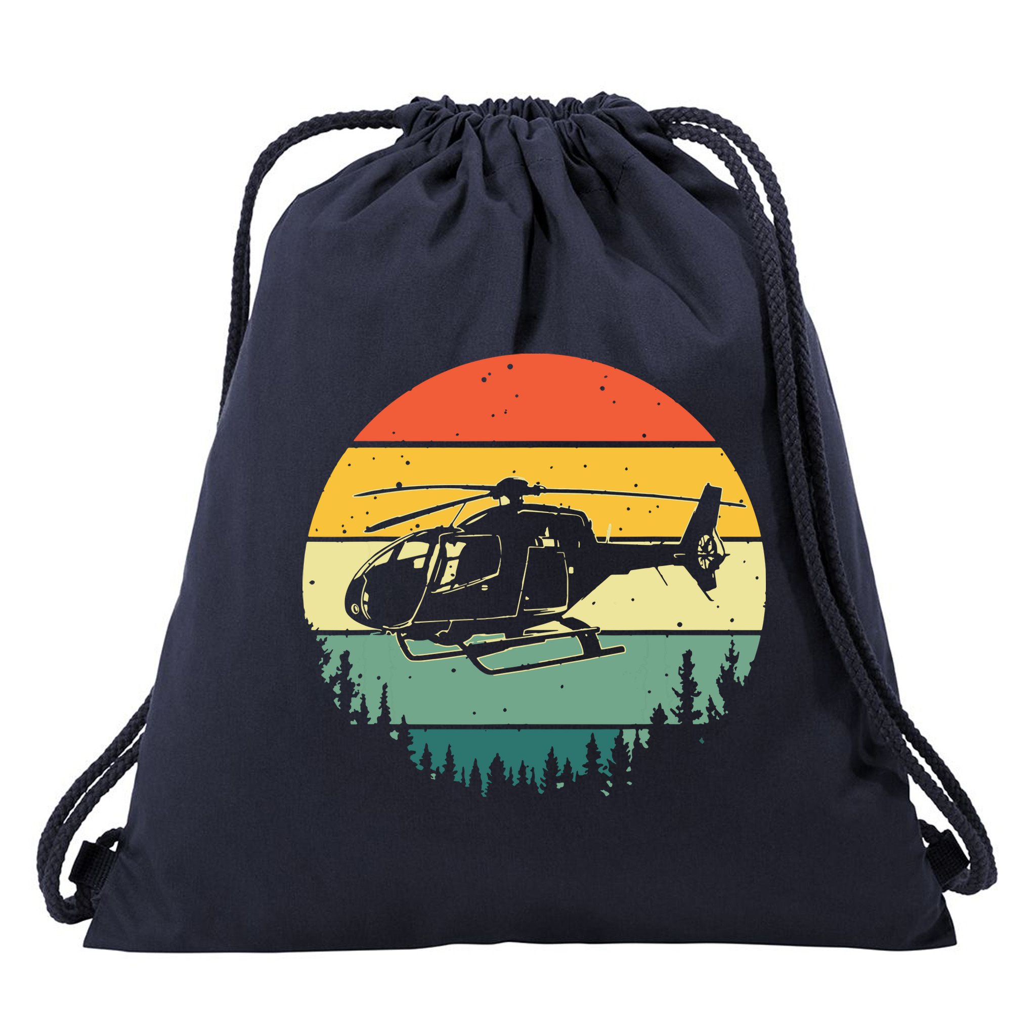 Cute Helicopter Art For Men Women Aviator Helicopter Pilot Drawstring Bag