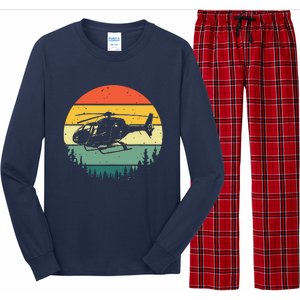 Cute Helicopter Art For Men Women Aviator Helicopter Pilot Long Sleeve Pajama Set