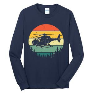 Cute Helicopter Art For Men Women Aviator Helicopter Pilot Tall Long Sleeve T-Shirt