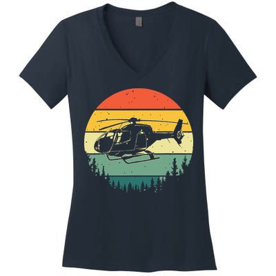 Cute Helicopter Art For Men Women Aviator Helicopter Pilot Women's V-Neck T-Shirt