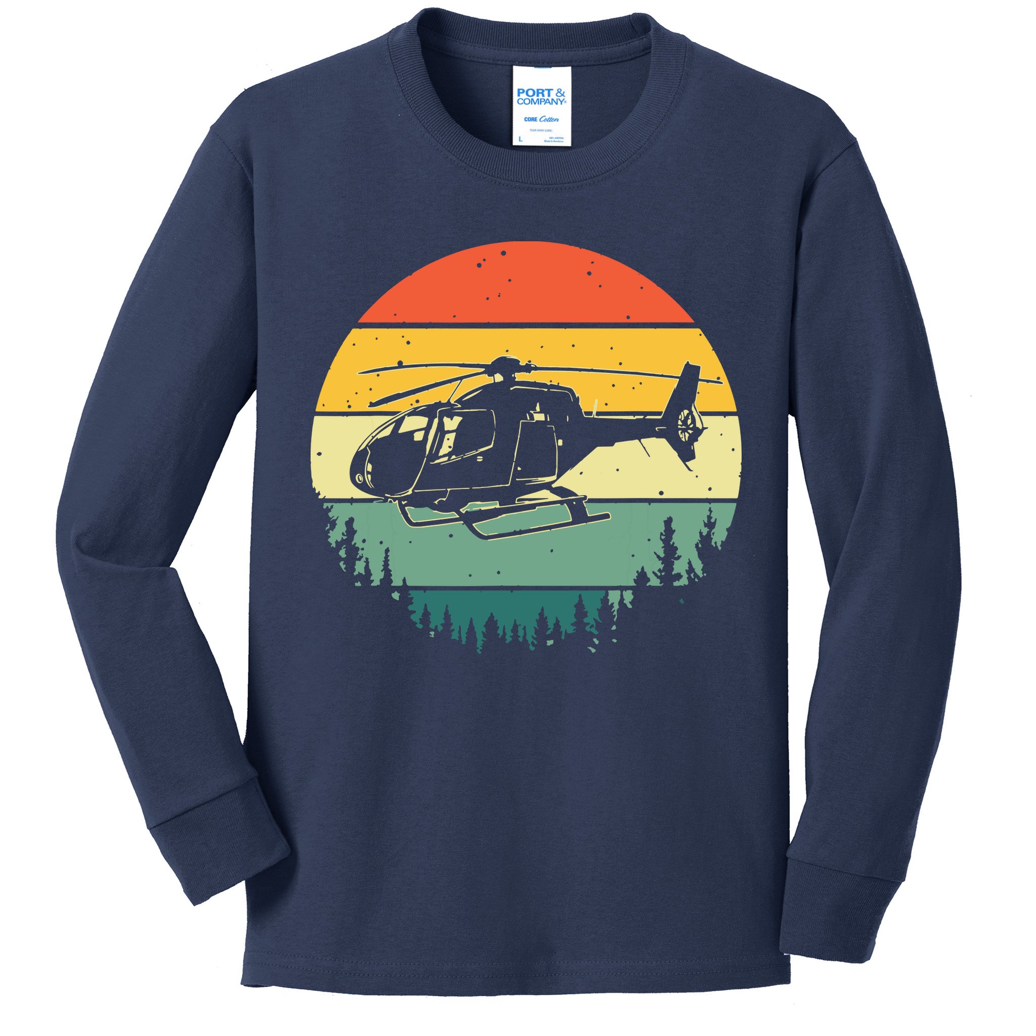 Cute Helicopter Art For Men Women Aviator Helicopter Pilot Kids Long Sleeve Shirt