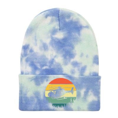 Cute Helicopter Art For Men Women Aviator Helicopter Pilot Tie Dye 12in Knit Beanie