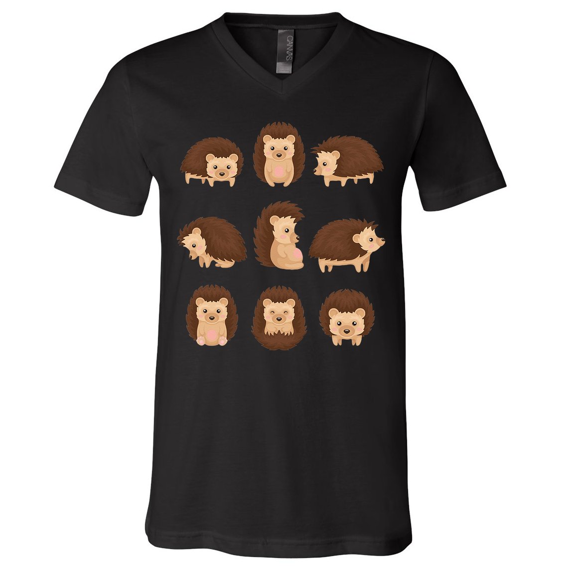 Cute Hedgehog Animal Forest Nature Hedgehog V-Neck T-Shirt