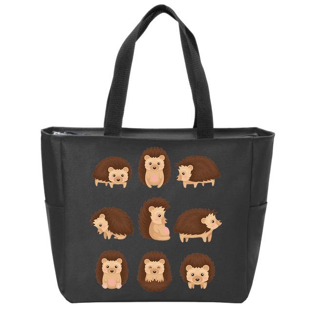 Cute Hedgehog Animal Forest Nature Hedgehog Zip Tote Bag