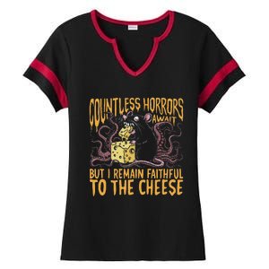 Countless Horrors Await But I Remain Faithful To The Cheese Ladies Halftime Notch Neck Tee