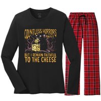 Countless Horrors Await But I Remain Faithful To The Cheese Women's Long Sleeve Flannel Pajama Set 