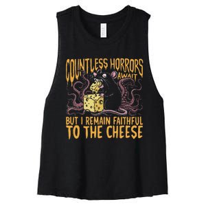 Countless Horrors Await But I Remain Faithful To The Cheese Women's Racerback Cropped Tank