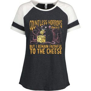 Countless Horrors Await But I Remain Faithful To The Cheese Enza Ladies Jersey Colorblock Tee