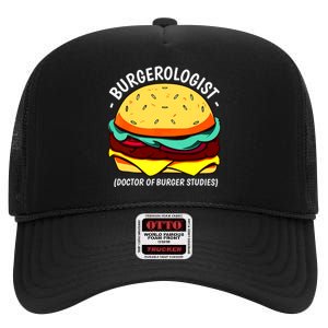 Cool Hamburger Art Minimalist Burger Cheeseburger High Crown Mesh Back Trucker Hat