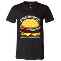 Cool Hamburger Art Minimalist Burger Cheeseburger V-Neck T-Shirt