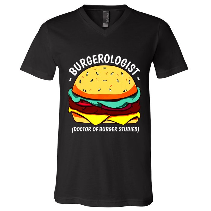 Cool Hamburger Art Minimalist Burger Cheeseburger V-Neck T-Shirt