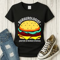 Cool Hamburger Art Minimalist Burger Cheeseburger Womens T-Shirt