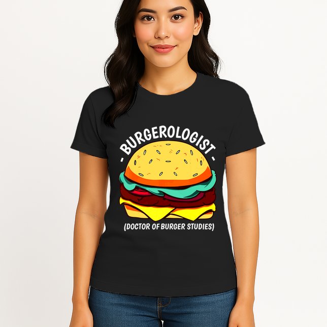 Cool Hamburger Art Minimalist Burger Cheeseburger Womens T-Shirt