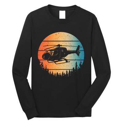 Cute Helicopter Art Aviator Helicopter Pilot Long Sleeve Shirt