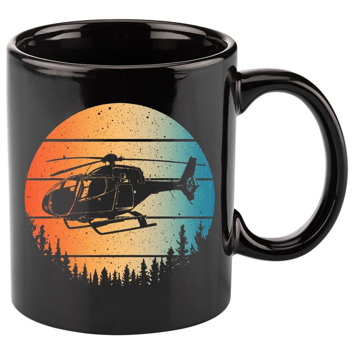 Cute Helicopter Art Aviator Helicopter Pilot 11oz C Handle Ceramic Mug