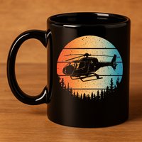 Cute Helicopter Art Aviator Helicopter Pilot 11oz C Handle Ceramic Mug
