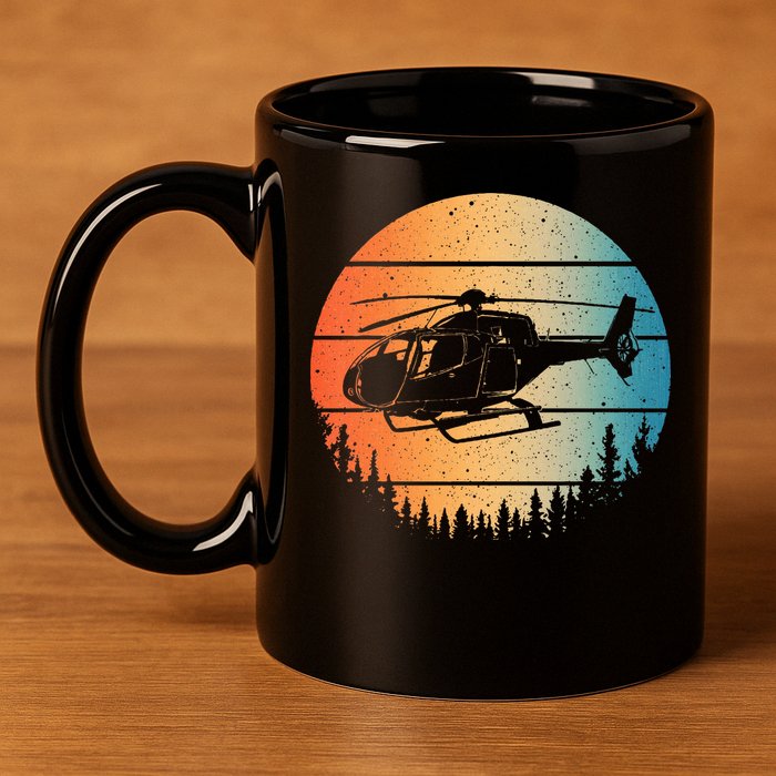 Cute Helicopter Art Aviator Helicopter Pilot 11oz C Handle Ceramic Mug