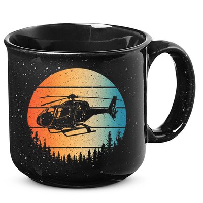 Cute Helicopter Art Aviator Helicopter Pilot 15oz Campfire Ceramic Mug