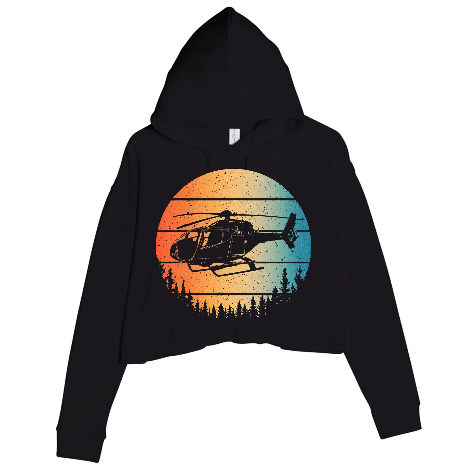 Cute Helicopter Art Aviator Helicopter Pilot Crop Fleece Hoodie