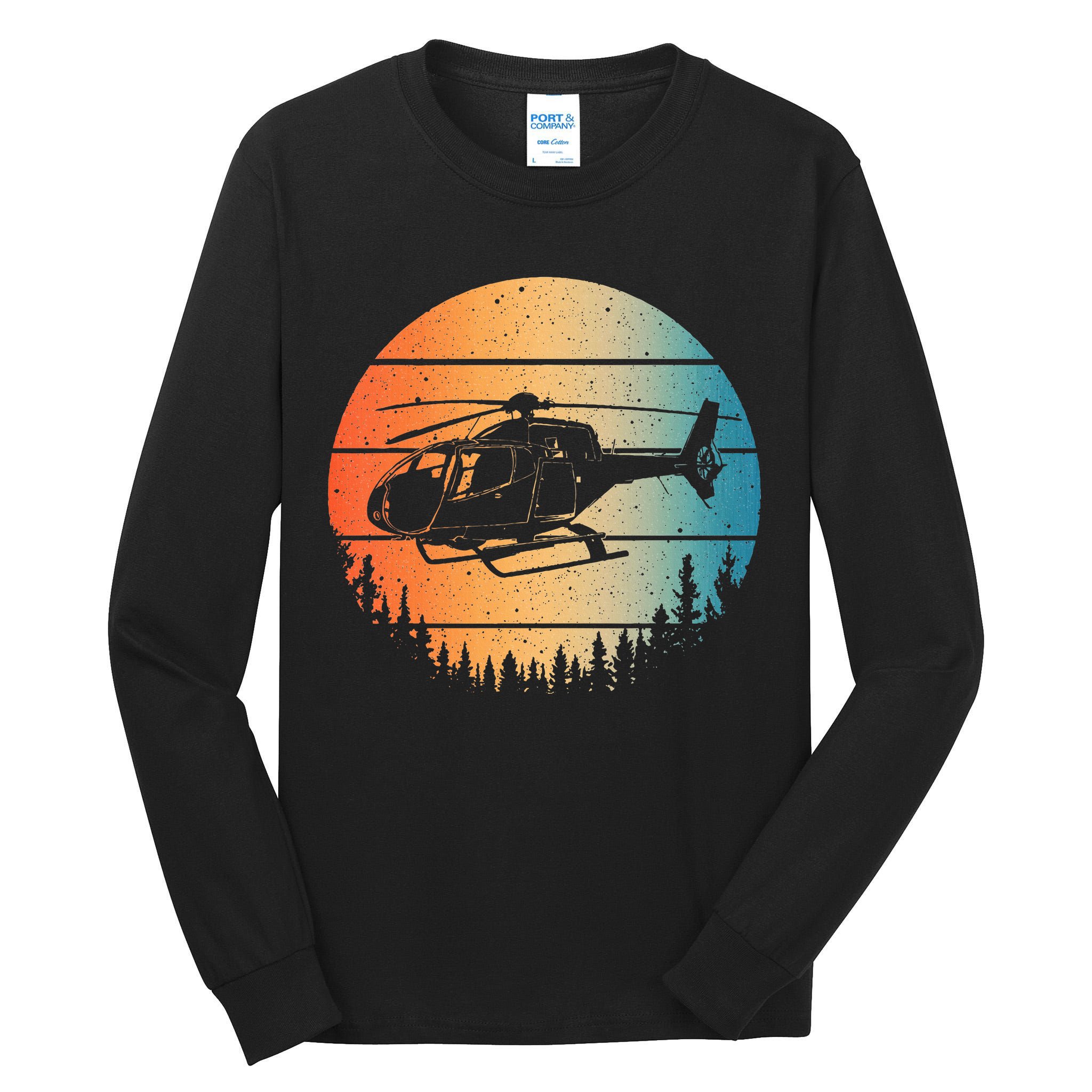 Cute Helicopter Art Aviator Helicopter Pilot Tall Long Sleeve T-Shirt