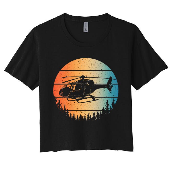 Cute Helicopter Art Aviator Helicopter Pilot Women's Crop Top Tee