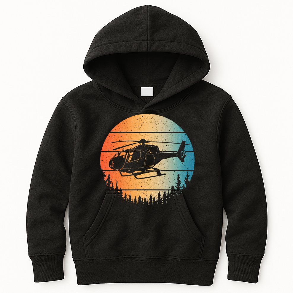Cute Helicopter Art Aviator Helicopter Pilot Kids Hoodie