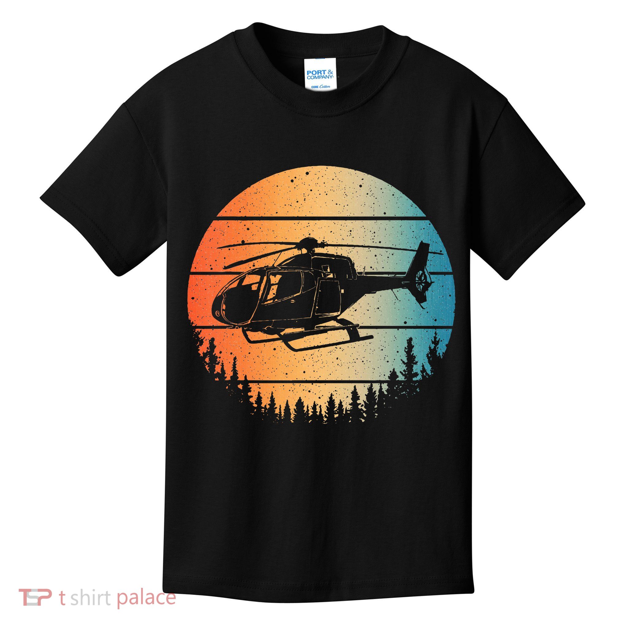 Cute Helicopter Art Aviator Helicopter Pilot Kids T-Shirt