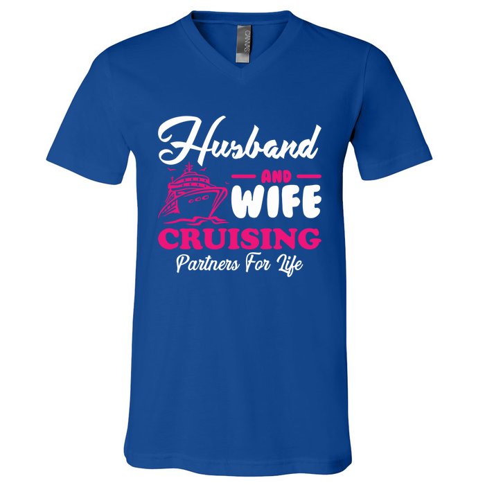 Cute Husband And Wife Cruising Partners For Life Cool Gift V-Neck T-Shirt