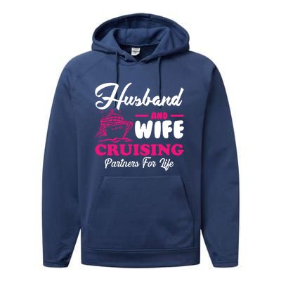 Cute Husband And Wife Cruising Partners For Life Cool Gift Performance Fleece Hoodie