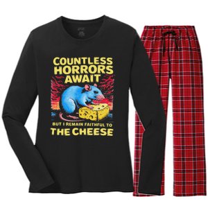 Countless Horrors Await But I Remain Faithful To The Cheese Women's Long Sleeve Flannel Pajama Set 