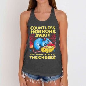 Countless Horrors Await But I Remain Faithful To The Cheese Women's Knotted Racerback Tank