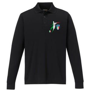 Champions Italy Jersey Italia Soccer Fan 2021 Performance Long Sleeve Polo