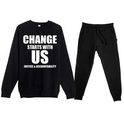 Change Starts With US Justice Peace Premium Crewneck Sweatsuit Set