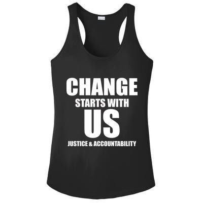 Change Starts With US Justice Peace Ladies PosiCharge Competitor Racerback Tank