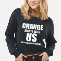Change Starts With US Justice Peace Cropped Pullover Crew