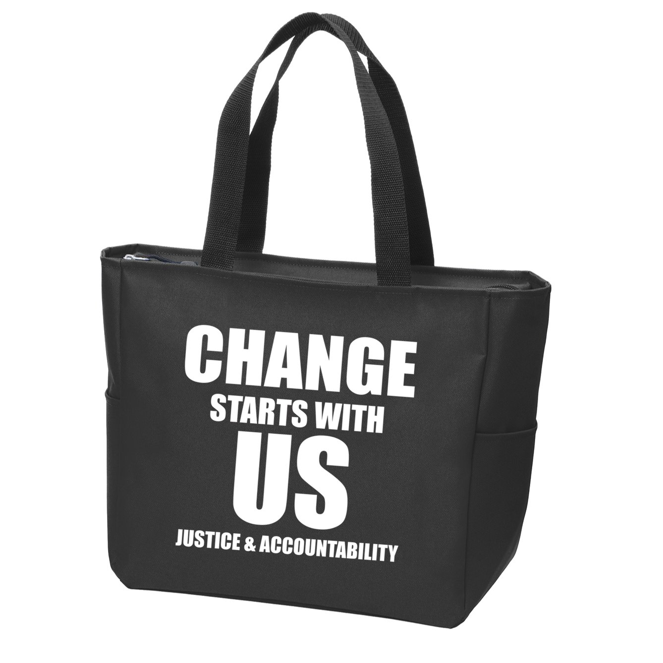 Change Starts With US Justice Peace Zip Tote Bag