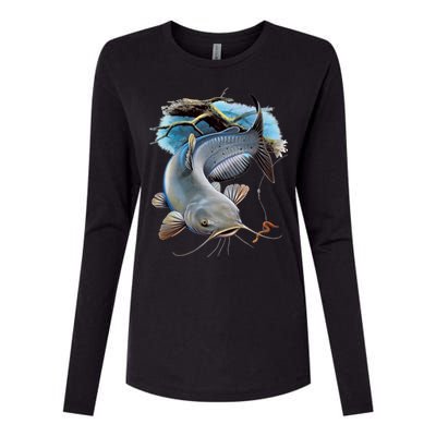 Channel Catfish Womens Cotton Relaxed Long Sleeve T-Shirt