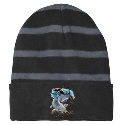 Channel Catfish Striped Beanie with Solid Band