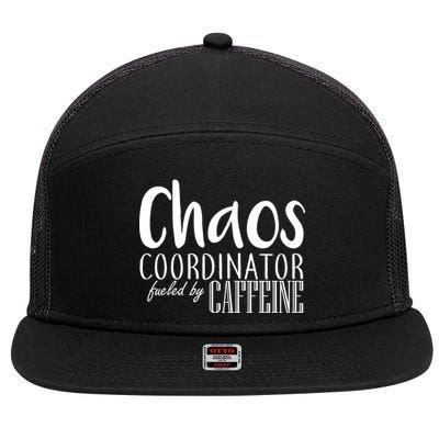 Chaos Coordinator Fueled By Caffeine 7 Panel Mesh Trucker Snapback Hat