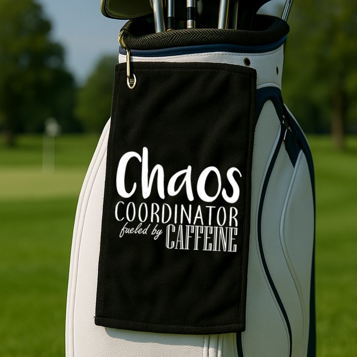 Chaos Coordinator Fueled By Caffeine Golf Towel