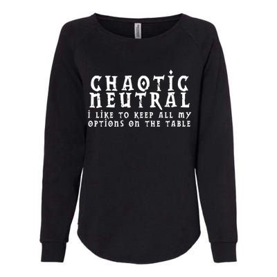 Chaotic Neutral Alignment Womens California Wash Sweatshirt