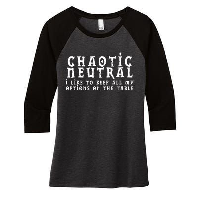 Chaotic Neutral Alignment Women's Tri-Blend 3/4-Sleeve Raglan Shirt