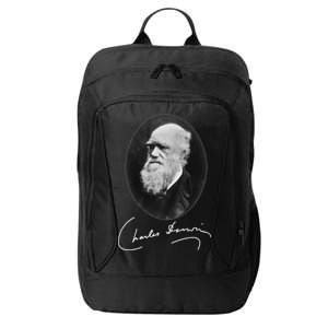 Charles Darwin Portrait Signature Evolution Atheist Science City Backpack