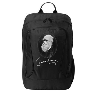 Charles Darwin Portrait Signature Evolution Atheist Science City Backpack