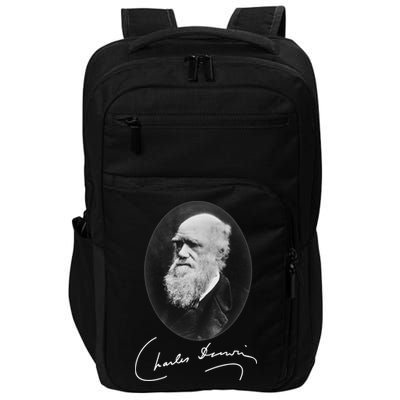 Charles Darwin Portrait Signature Evolution Atheist Science Impact Tech Backpack