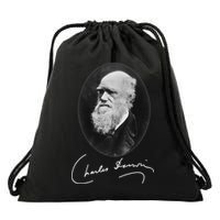 Charles Darwin Portrait Signature Evolution Atheist Science Drawstring Bag