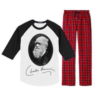 Charles Darwin Portrait Signature Evolution Atheist Science Raglan Sleeve Pajama Set