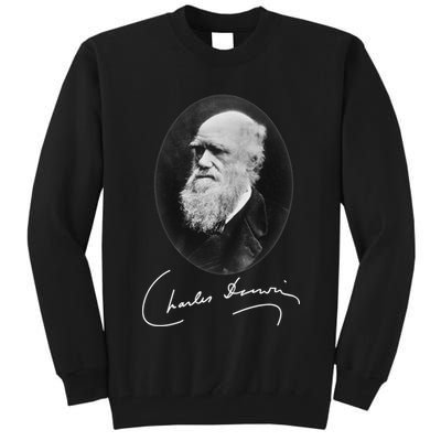 Charles Darwin Portrait Signature Evolution Atheist Science Tall Sweatshirt