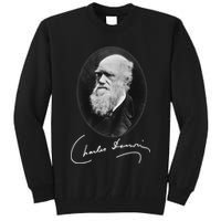 Charles Darwin Portrait Signature Evolution Atheist Science Tall Sweatshirt