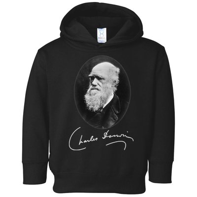 Charles Darwin Portrait Signature Evolution Atheist Science Toddler Hoodie